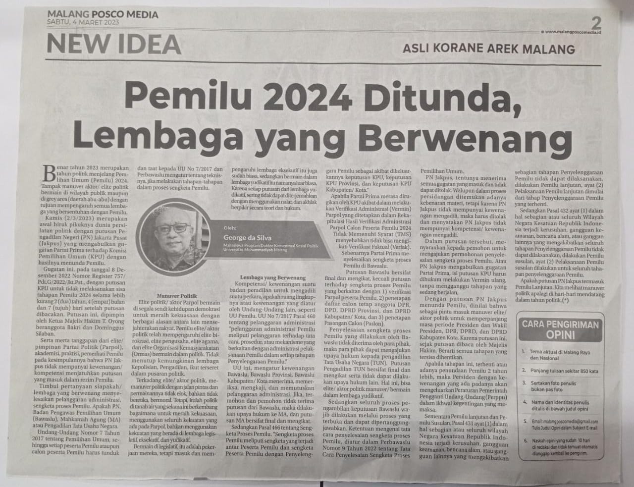 Pemilu 2024 Ditunda Lembaga Yang Berwenang Malang Posco Media Umm Dalam Berita Koran Online 9453